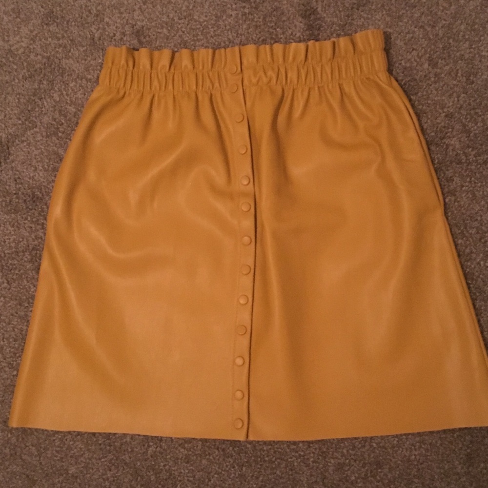 Zara Mustard Yellow High Waste Button Skirt